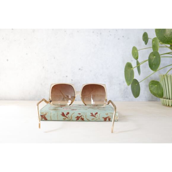 Vintage 1990s Y2K Butterfly Sunglasses NOS oversized clear brown tone Retro - Picture 6 of 8